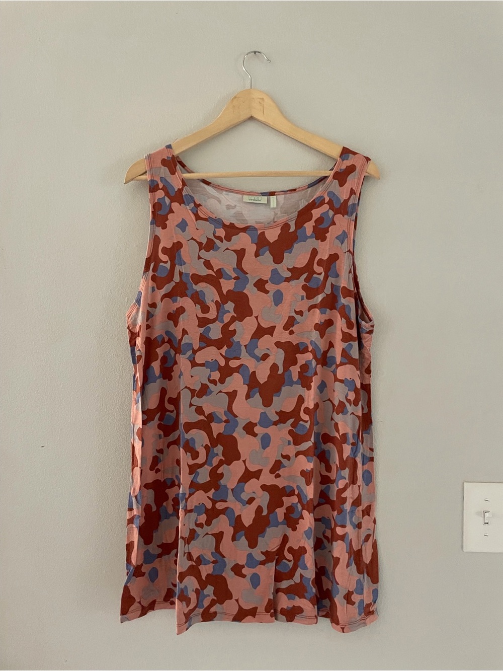 LOGO by Lori Goldstein Pink and Rust Abstract Camo Tank